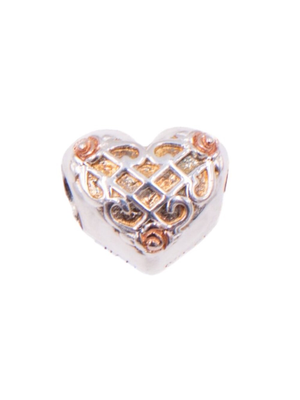 Chamilia Lattice Heart Sterling Silver Charm With Yellow & Rose Gold Accents